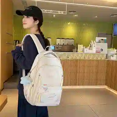 醇龙 韩版简约潮初高中学生书包大容量轻便背包 尼龙 双肩包 女款 多色