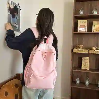 醇龙 日系慵懒风轻便背包校园休闲纯色上课简约初高中 尼龙 双肩包 常规 男女同款情侣款 多色