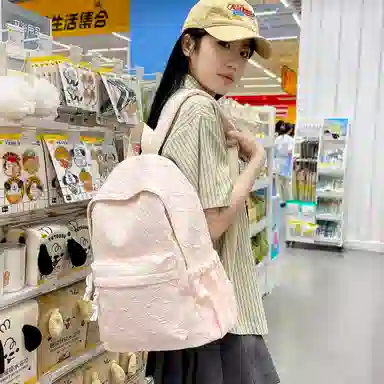 醇龙 韩系轻便旅游百搭大容量 尼龙 双肩包 常规 女款 白色/黑色/粉红色