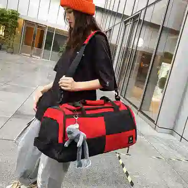 醇龙 简约多功能干湿分离百搭休闲撞色设计短途旅游时尚百搭 牛津布 旅行包 男女同款情侣款 蓝/灰/粉/青绿/黑/红/黄/紫