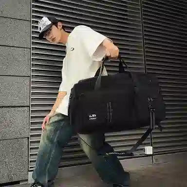 醇龙 多口袋干湿分离 尼龙 旅行包 男女同款情侣款 黑/军绿/灰/果绿