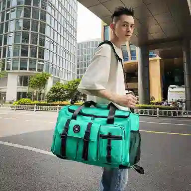 醇龙 中性风休闲简约多功能旅游时尚百搭 尼龙 旅行包 男女同款情侣款 黑/粉/卡其/青绿/黄/军绿