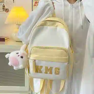 醇龙 撞色字母出游旅行韩系学院风轻便 尼龙 双肩包 常规 粉/蓝/黑/黄/绿