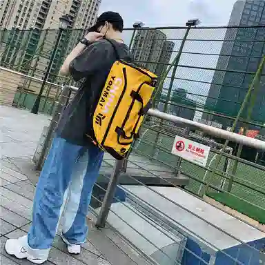 醇龙 小众休闲简约多功能短途旅游时尚百搭 尼龙 旅行包 男女同款情侣款 粉/玫红/卡其/黄/黑/绿