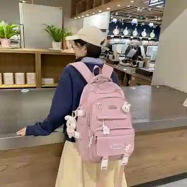 醇龙 书包女生小学生初中生高中生背包大学生补课包轻便双肩包 尼龙 组合装 男女同款情侣款 多色