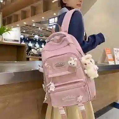 醇龙 书包女生小学生初中生高中生背包大学生补课包轻便双肩包 尼龙 组合装 男女同款情侣款 多色