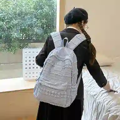 醇龙 大学生初高中百搭旅行轻便通勤包 泡泡料 双肩包 女款 多色