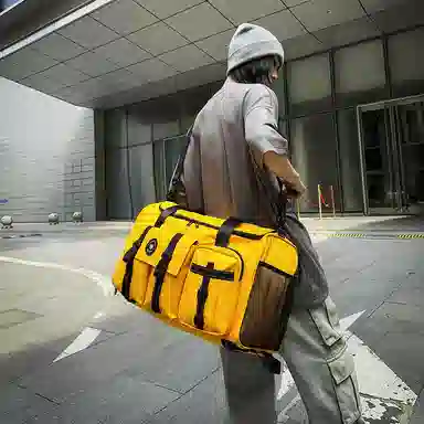 醇龙 中性风休闲简约多功能旅游时尚百搭 尼龙 旅行包 男女同款情侣款 黑/粉/卡其/青绿/黄/军绿