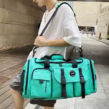 醇龙大容量工装多口袋 百搭 多功能 尼龙布 旅行包 男女同款情侣款 黑/青绿/灰