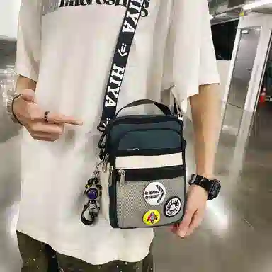 醇龙 轻便百搭小背潮牌手机包休闲斜挎包手提 尼龙 单肩包 常规 男女同款情侣款 黑/墨绿/黑白/卡其/灰