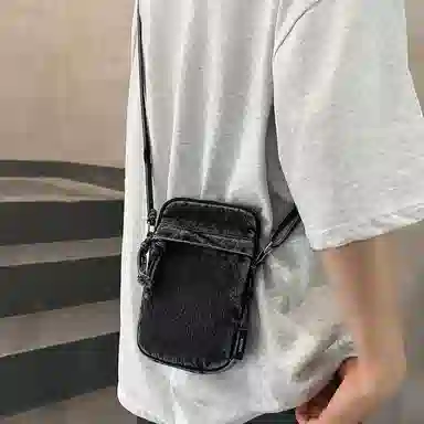 醇龙  男女通用多色质感斜挎小包包迷你单肩包复古设计感牛仔布手机包