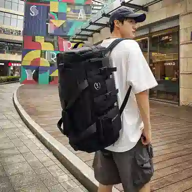 醇龙大容量工装多口袋 百搭 多功能 尼龙布 旅行包 男女同款情侣款 黑/青绿/灰