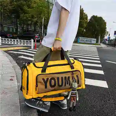 醇龙 大容量多功能干湿分离带独立鞋仓 尼龙 旅行包 男女同款情侣款 黄/青绿/卡其/军绿/粉/黑