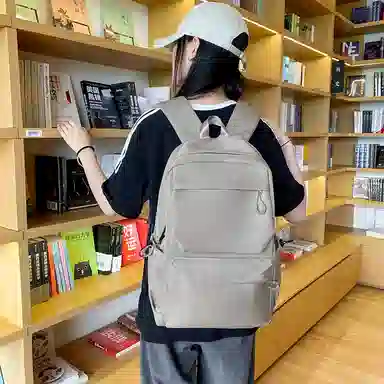 醇龙 超酷简约纯色大容量 尼龙 双肩包 男女同款情侣款 白色/灰色/黑色/黄色