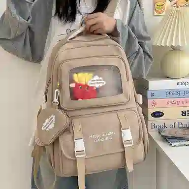 醇龙 尼龙男女通用多色书包小众设计尼龙高颜值日系学生书包大容量纯色旅行双肩包