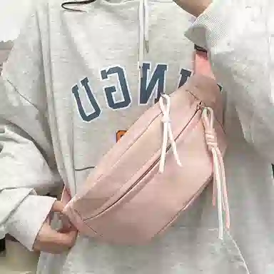 醇龙 运动潮流纯色 尼龙 单肩包腰包小挎包斜挎包胸包 男女同款情侣款 黄/绿/白/黑/粉