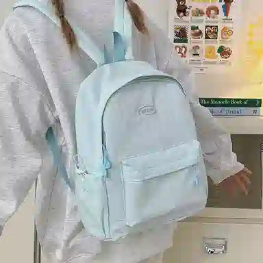 醇龙 轻便简约纯色背包休闲百搭大学生 尼龙 双肩包 男女同款情侣款 多色