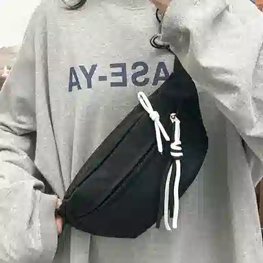 醇龙 运动潮流纯色 尼龙 单肩包腰包小挎包斜挎包胸包 男女同款情侣款 黄/绿/白/黑/粉