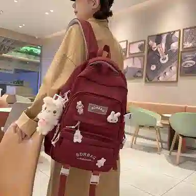 醇龙 书包女生小学生初中生高中生背包大学生补课包轻便双肩包 尼龙 组合装 男女同款情侣款 多色