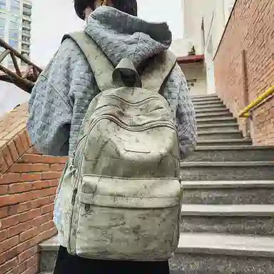 醇龙 日系校园简约百搭高中学生初中生上课大书包 尼龙 双肩包 大号 男女同款情侣款 多色