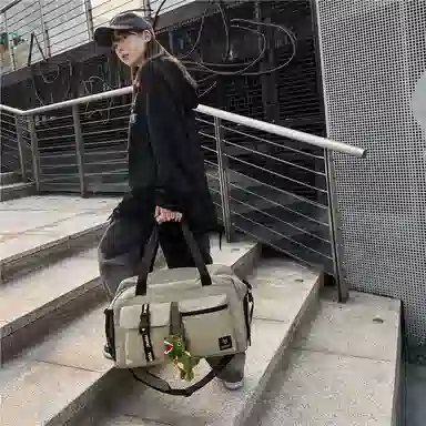 醇龙 大容量干湿分离短途多口袋 尼龙 单肩旅行包 常规 男女同款情侣款 黑/红/卡其/粉 /黄/绿