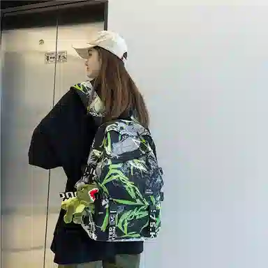 醇龙 涂鸦学生时尚潮流 尼龙 双肩包 常规 男女同款情侣款 多色