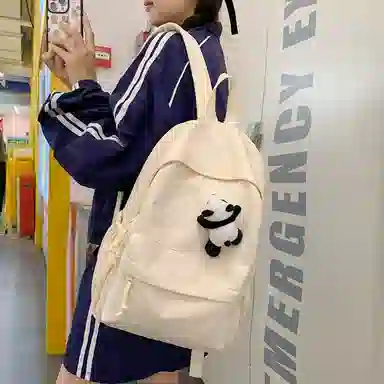 醇龙 尼龙男女通用多色日系极简风纯色简约百搭大容量双肩包