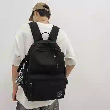 醇龙 简约书包学生休闲旅行背包日系初中生高中生纯色 尼龙布 双肩包 男女同款情侣款 红/粉/黑/白