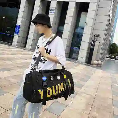 醇龙 多功能干湿分离休闲简约短途旅游时尚百搭 尼龙布 旅行包 男女同款情侣款 黑/青绿/军绿/黄/粉/卡其