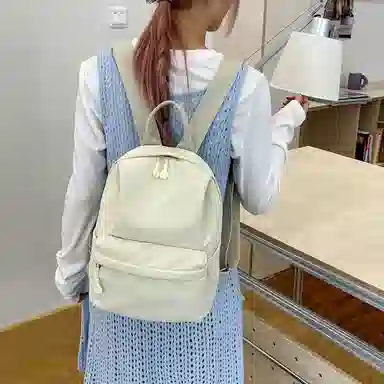 醇龙 古着感纯色防水电脑登山背包 尼龙 双肩包 男女同款情侣款 多色