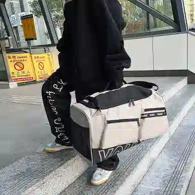 醇龙 休闲简约多功能旅游时尚百搭潮流 尼龙布 旅行包 男女同款情侣款 黄/红/黑/粉/卡其/绿