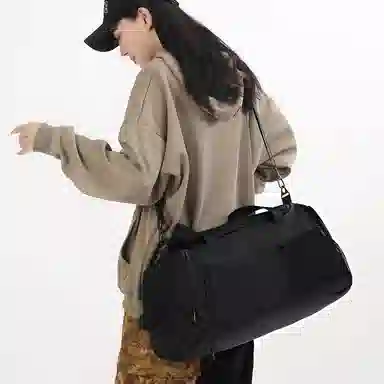 醇龙 简约纯色多功能 牛津布/网 旅行包 男女同款情侣款 黑