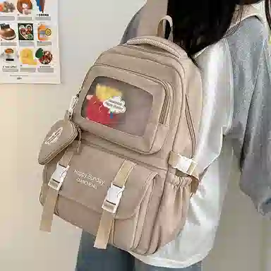 醇龙 尼龙男女通用多色书包小众设计尼龙高颜值日系学生书包大容量纯色旅行双肩包