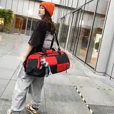 醇龙 简约多功能干湿分离百搭休闲撞色设计短途旅游时尚百搭 牛津布 旅行包 男女同款情侣款 蓝/灰/粉/青绿/黑/红/黄/紫