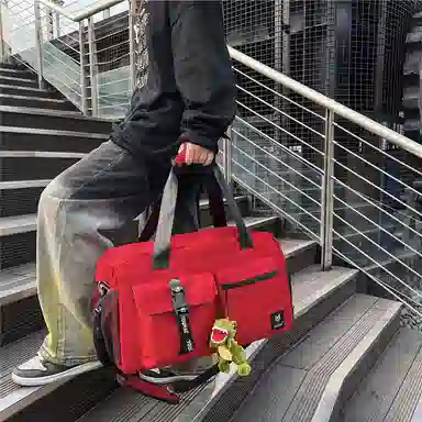 醇龙 大容量干湿分离短途多口袋 尼龙 单肩旅行包 常规 男女同款情侣款 黑/红/卡其/粉 /黄/绿