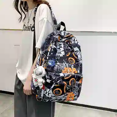 醇龙 百搭简约 大容量  卡通个性涂鸦 大学生背包 尼龙  双肩包 情侣 男女通用多色