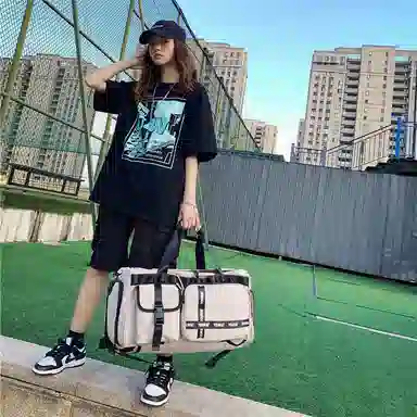 醇龙 多功能干湿分离简约短途旅游时尚百搭 尼龙 旅行包 男女同款情侣款 黑/粉/黄/绿/卡其/牛仔蓝