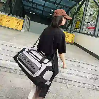 醇龙 多功能休闲工装风字母设计干湿分离 尼龙拼网 旅行包 常规 男女同款情侣款 黑色/灰色/绿色