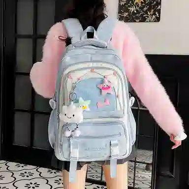 醇龙 可爱高中生初中生学生女大学生休闲旅游轻便电脑背包 帆布 双肩包 常规 女款 多色