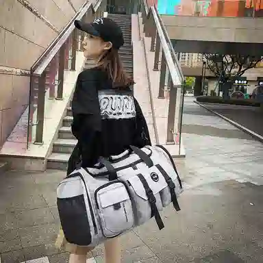 醇龙大容量工装多口袋 百搭 多功能 尼龙布 旅行包 男女同款情侣款 黑/青绿/灰