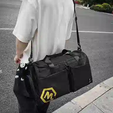 醇龙 多口袋 大容量 干湿分离 尼龙布 单肩斜挎旅行包 常规 男女同款情侣款 黑/卡其/粉/黄/红/青绿/蓝/军绿