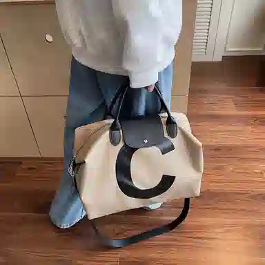 醇龙 休闲高级感通勤 尼龙 单肩包手提包 常规 男女同款情侣款 黑色/卡其