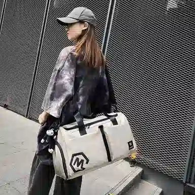 醇龙 多口袋 大容量 干湿分离 尼龙布 单肩斜挎旅行包 常规 男女同款情侣款 黑/卡其/粉/黄/红/青绿/蓝/军绿