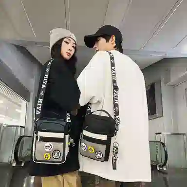 醇龙 轻便百搭小背潮牌手机包休闲斜挎包手提 尼龙 单肩包 常规 男女同款情侣款 黑/墨绿/黑白/卡其/灰