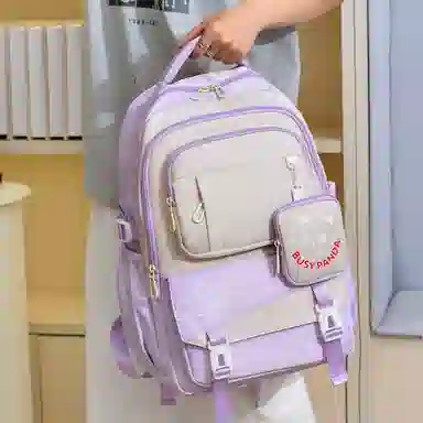 醇龙 初中生大容量简约时尚高中生轻便大学生撞色校园风潮 尼龙 双肩包 男女同款情侣款 多色