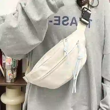 醇龙 运动潮流纯色 尼龙 单肩包腰包小挎包斜挎包胸包 男女同款情侣款 黄/绿/白/黑/粉