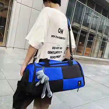 醇龙 简约多功能干湿分离百搭休闲撞色设计短途旅游时尚百搭 牛津布 旅行包 男女同款情侣款 蓝/灰/粉/青绿/黑/红/黄/紫