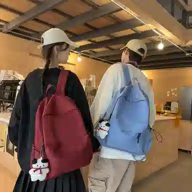 醇龙 大容量纯色休闲 尼龙 双肩包 常规 男女同款情侣款 黑色/白色/红色/蓝色