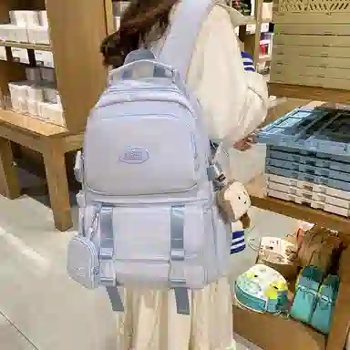 醇龙  尼龙男女通用多色风简约纯色双肩包大容量背包