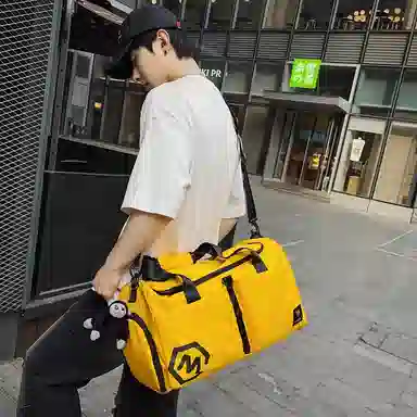 醇龙 多口袋 大容量 干湿分离 尼龙布 单肩斜挎旅行包 常规 男女同款情侣款 黑/卡其/粉/黄/红/青绿/蓝/军绿